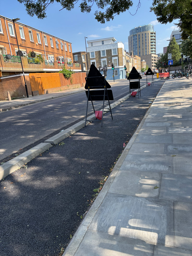 Boleyn Road cycle track progress